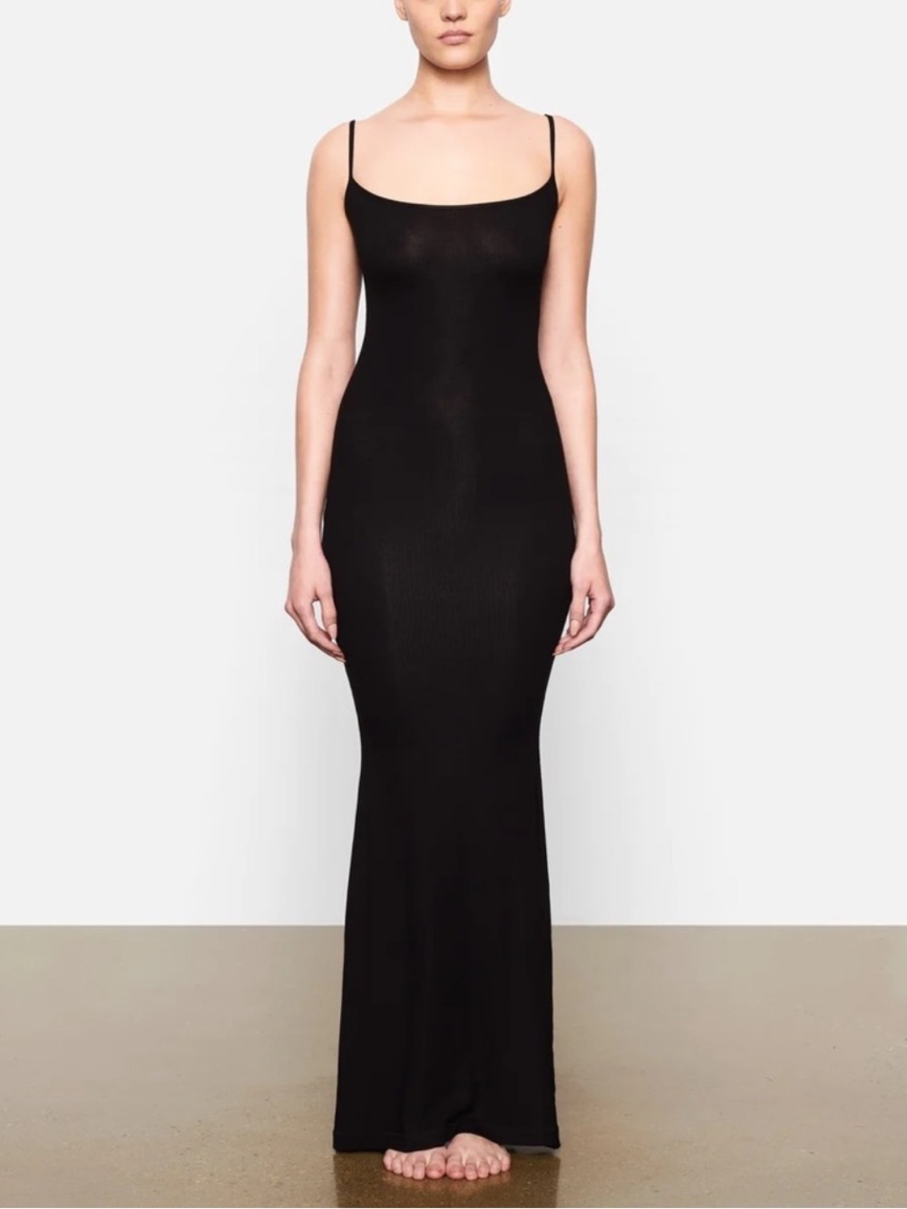 SKIMS SOFT LOUNGE SLIP DRESS ONYX BLACK SIZE XS